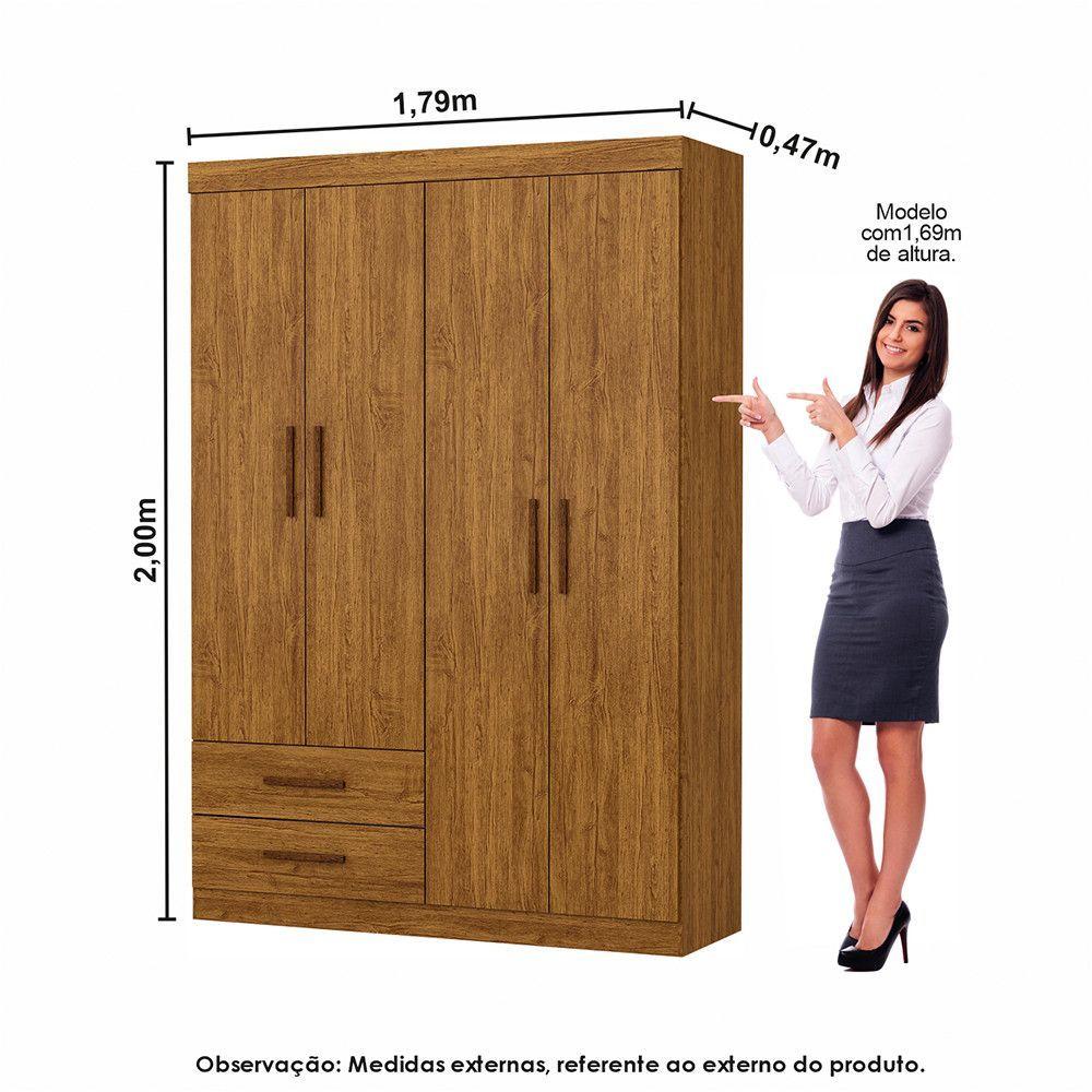 Miniatura Guarda Roupa Casal Modulado 4 Portas Hércules 4 Portas e 4 Gavetas Cinamomo
