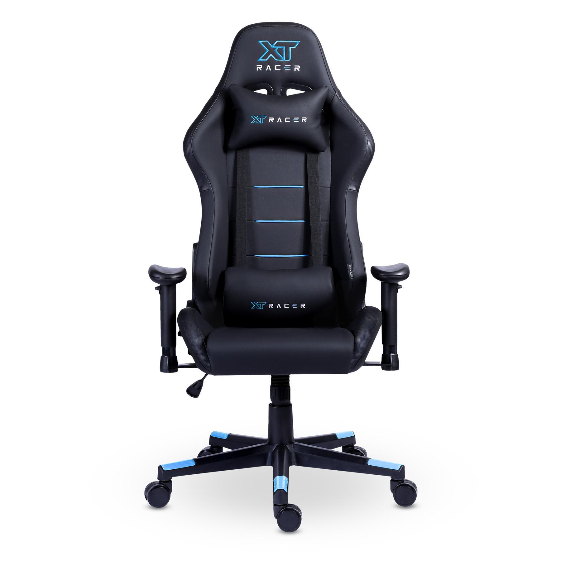 Miniatura Cadeira Gamer XT Racer - Preta/Azul, Estof. PU, Braço 2D