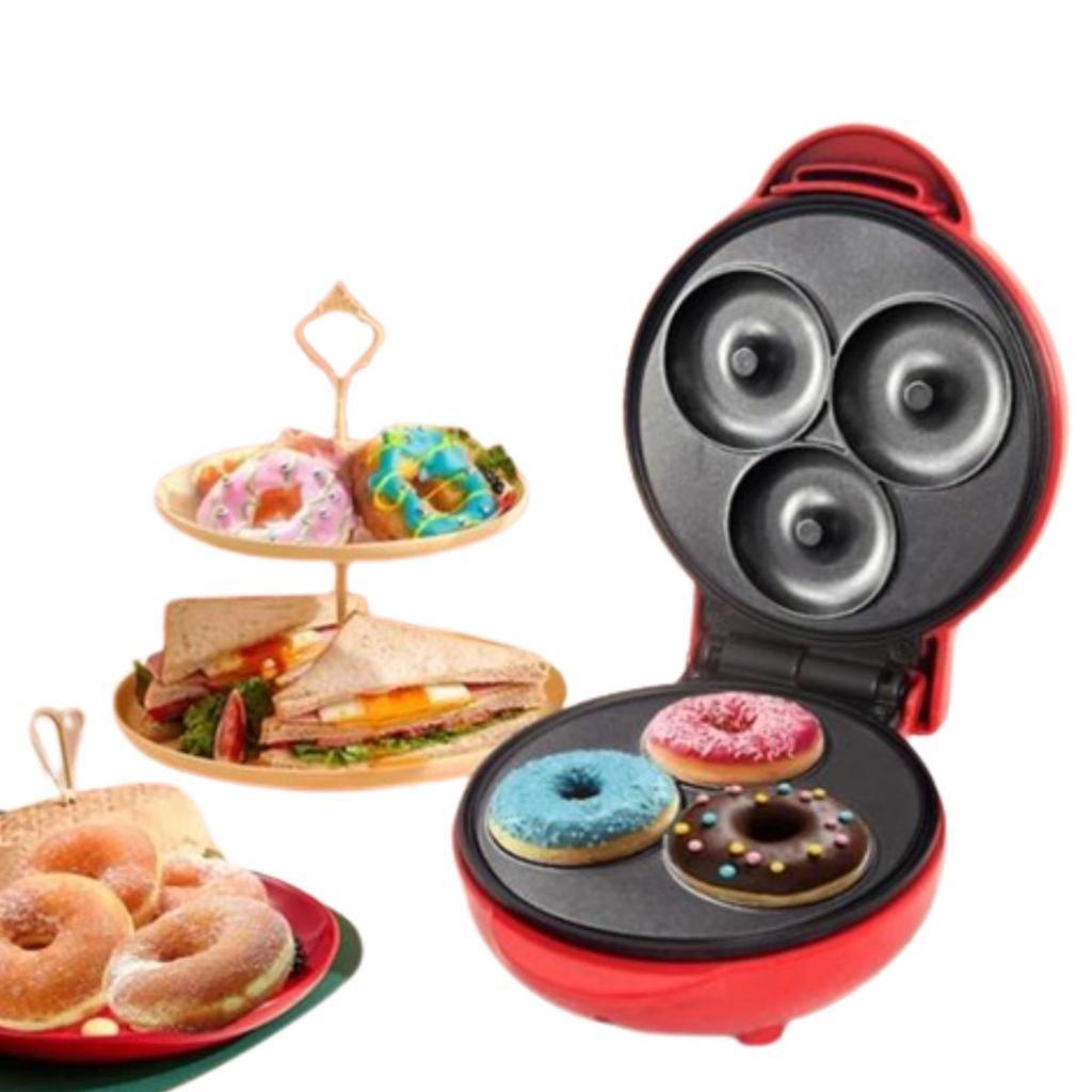Miniatura Super Máquina Donuts Mini Faz 3 Rosquinhas Waffler 110V Faz