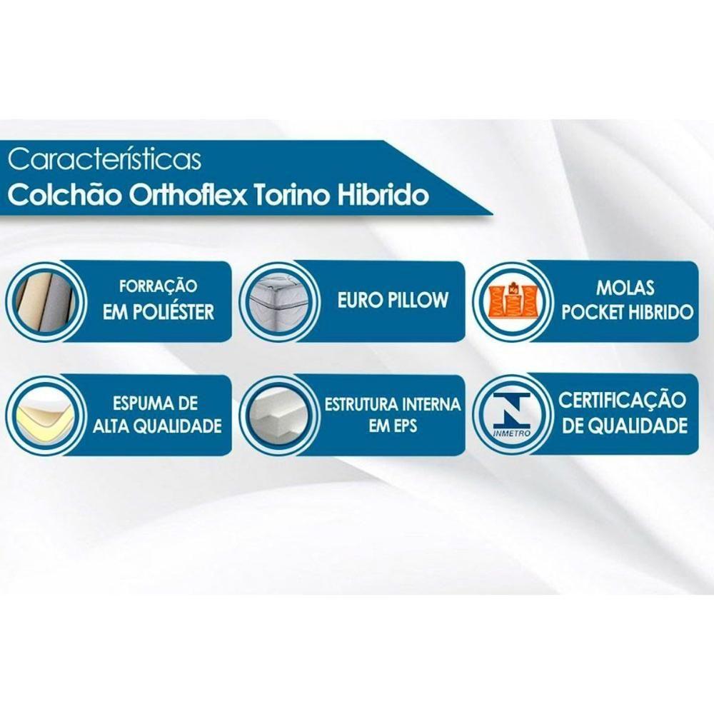 Cama Box Baú Queen: Colchão Molas Masterpocket Ensacadas Orthoflex Torino Híbrido + Base Crc Suede Clean (158x198)