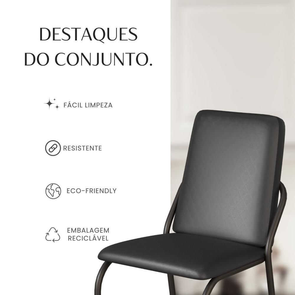 Conjunto Sala de Jantar Mesa Redonda 100cm Base Omega Tampo MDF Laca com Vidro Malibu Preto