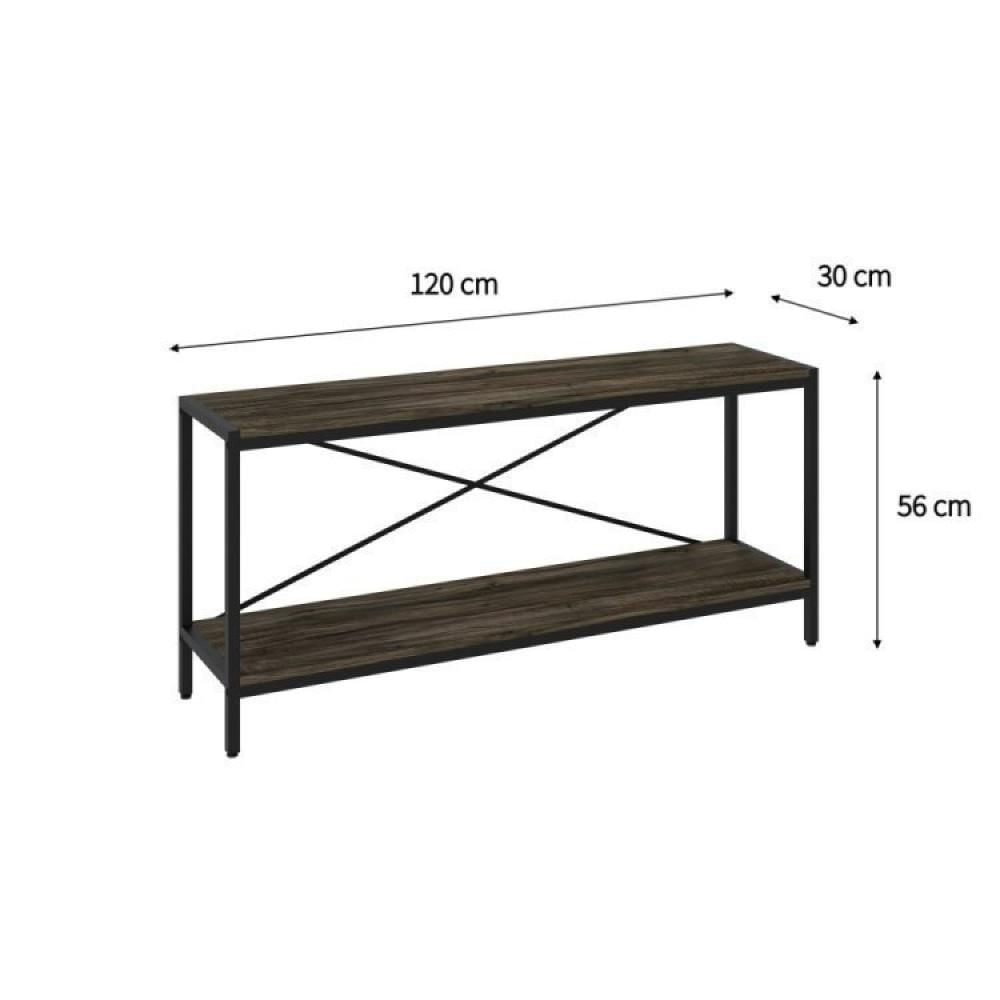 Conjunto Rack para TV até 50 Polegadas 1 Nicho Aéreo 2 Estante Estilo Industrial Active Yescasa Carvalho Dark
