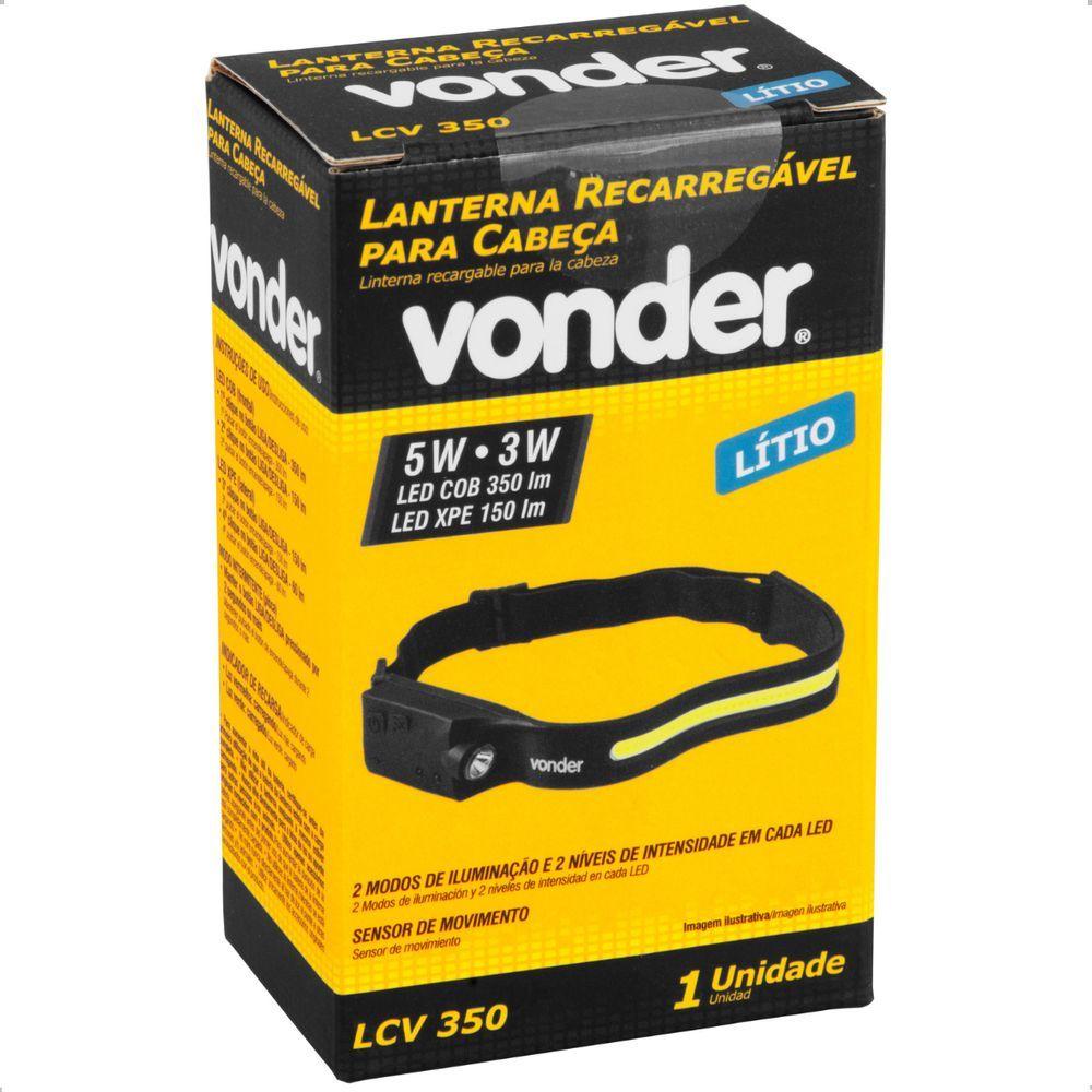 Lanterna Para Cabeça Recarregável LCV350 Vonder