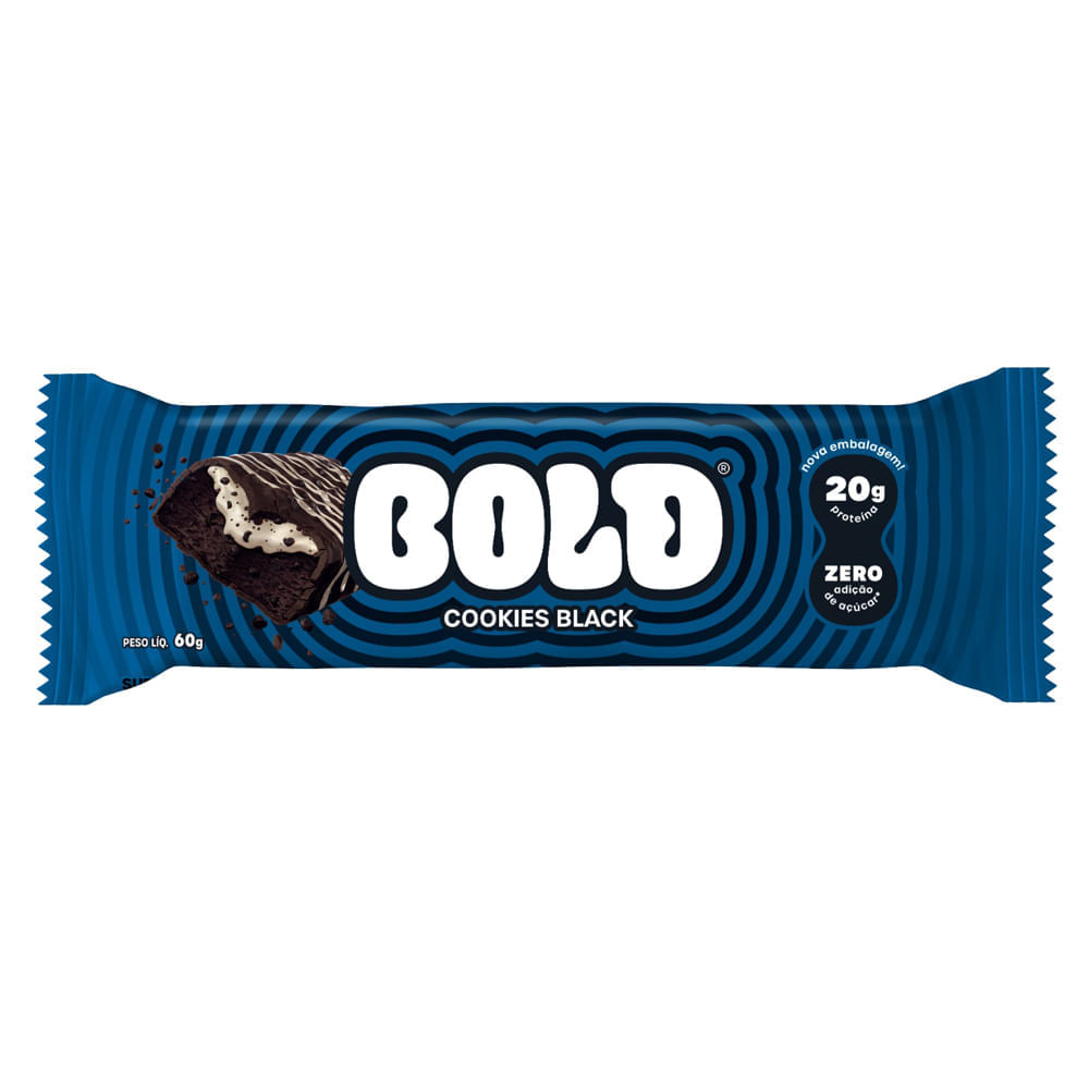 Miniatura Barra de Proteína Bold Tube Cookies Black com 20g de Proteína Zero Açúcar 60g