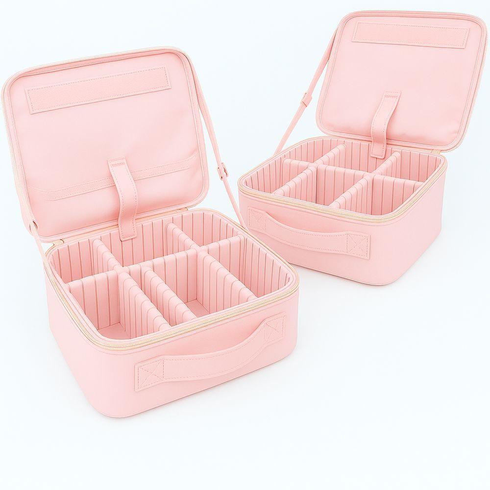 Miniatura Maleta De Maquiagem Com Espelho Led - Ideal Para Viagens - Rosa