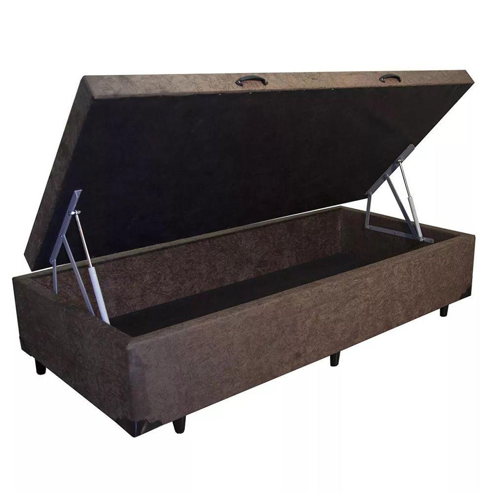 Miniatura Cama Box Baú Solteiro King Design Suede Marrom 88x188x41