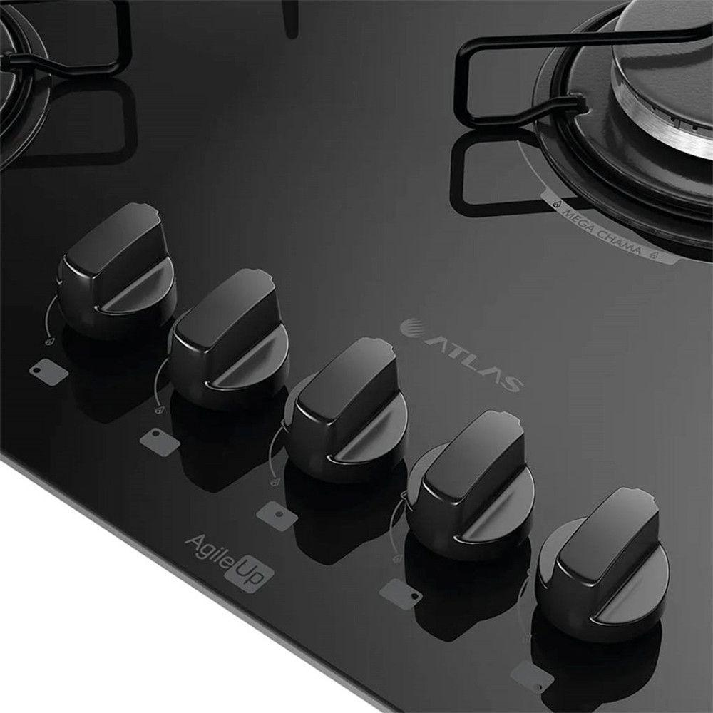 Miniatura Cooktop 5 Bocas Agile Up Acendimento Automático Atlas Preto Bivolt