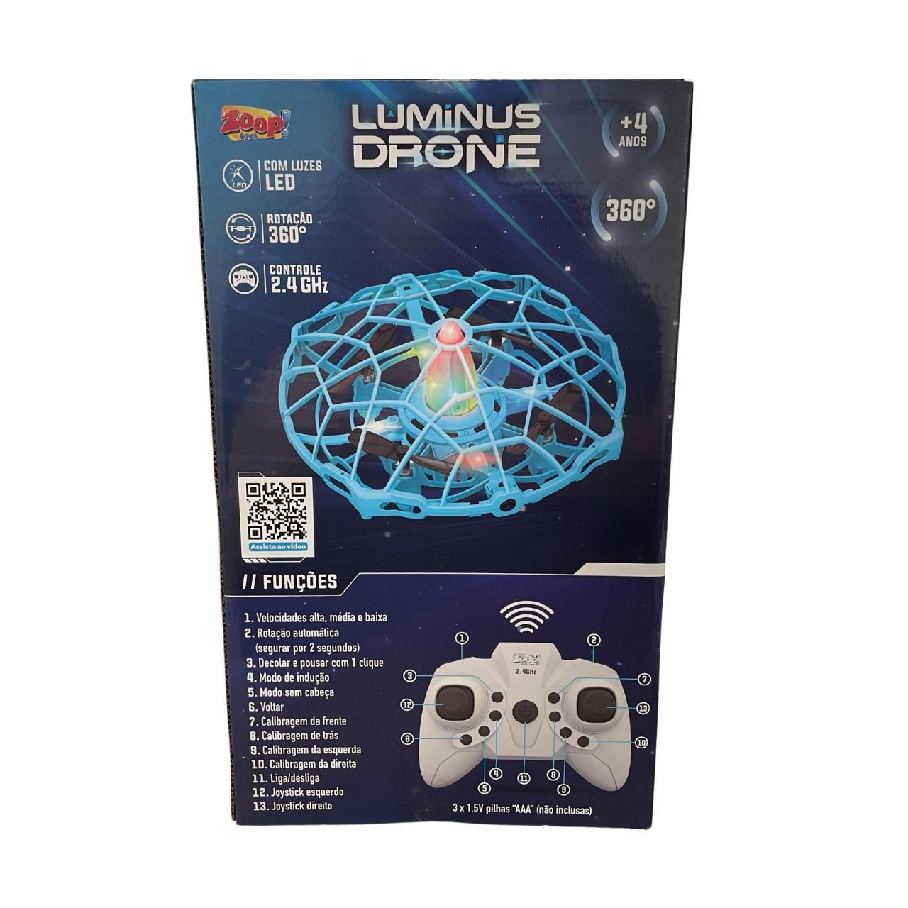 Mini Drone Luminus Luz E Controle Remoto Brinquedo Voador