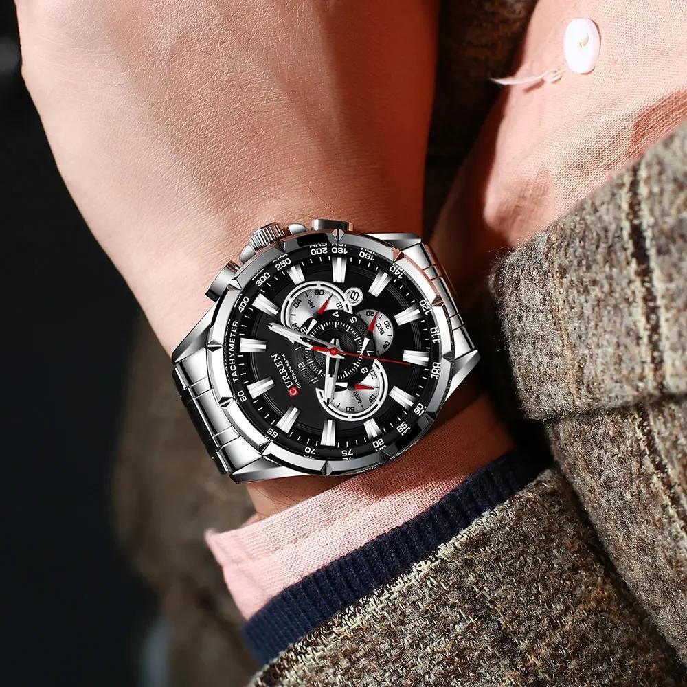 Miniatura Relógio Pulso Masculino Curren 8363 Aço Inox Casual
