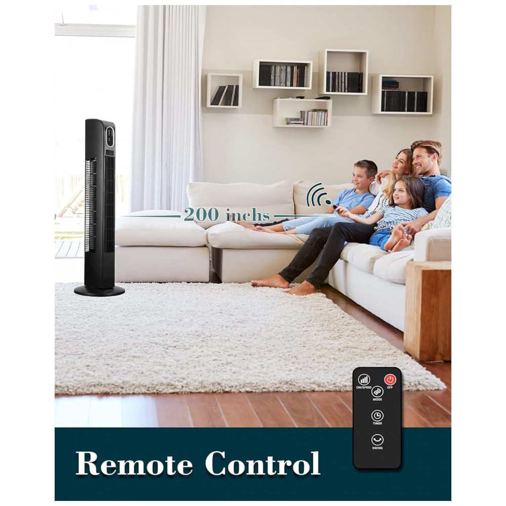 Miniatura Ventilador de Torre com Controle Remoto, 3 Modos e Modo Silencioso, 110v, UTHFY JTF 10 R, Preto