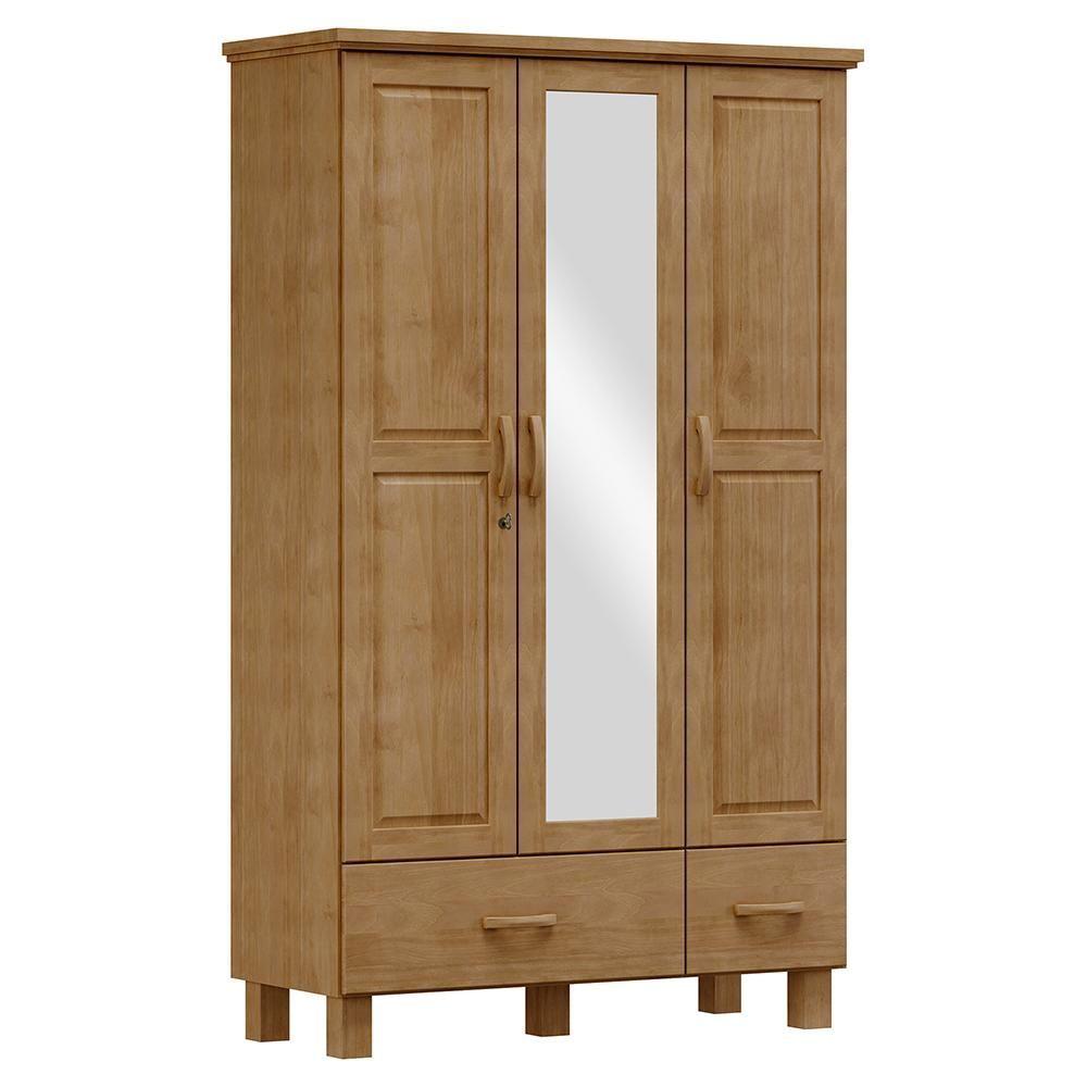 Miniatura Guarda Roupa Madeira Maciça 3p 2g Espelho 119 Cm 1141 Freijo Milani Store Freijo