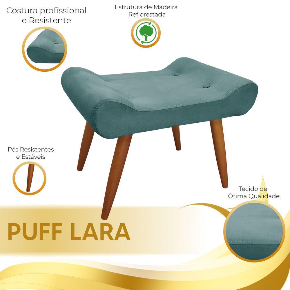 Miniatura Puff Deativo Lara Veludo Ciano