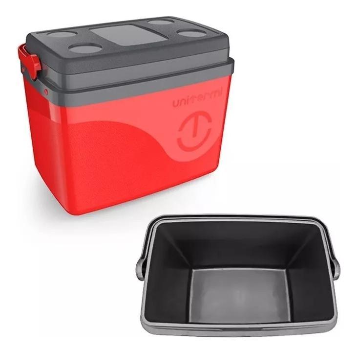 Miniatura Caixa Térmica Cooler Com Alça 30 Litros 45 Latas Vermelha