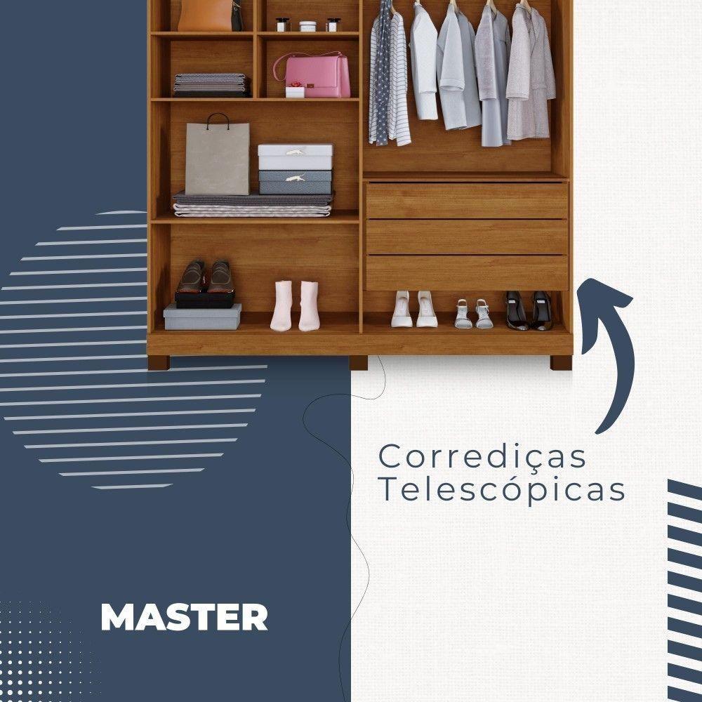 Guarda Roupa Master 4 Portas 3 Gavetas Benetil Cinamomo