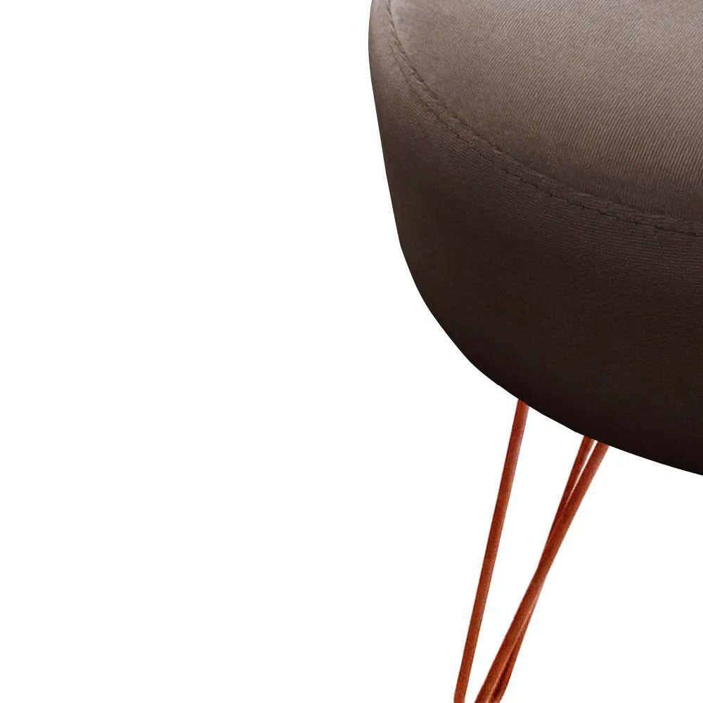 Miniatura Puff Decorativos Sala Quarto Tunísia Veludo Marrom Base Bronze - Star Confort Marrom E Bronze