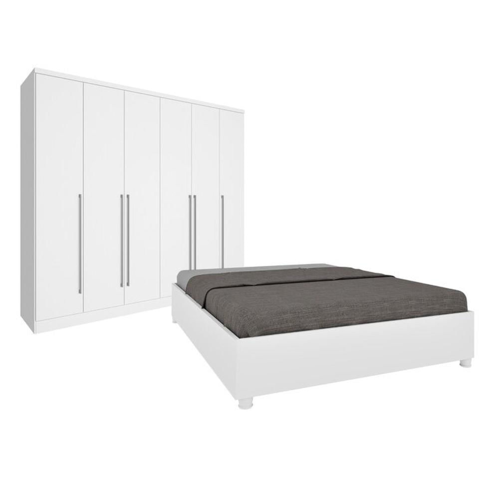 Miniatura Quarto De Casal Guarda-Roupa 6 Portas Portugal E Cama Casal Grecia Espresso Móveis Branco/Neve