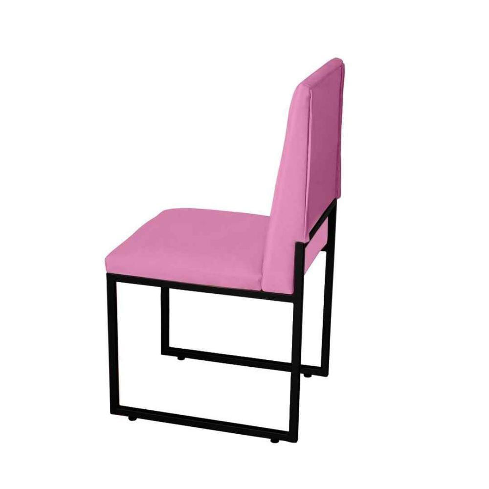 Miniatura Kit 4 Cadeira De Jantar Escritorio Industrial Garden Ferro Preto Suede Rose