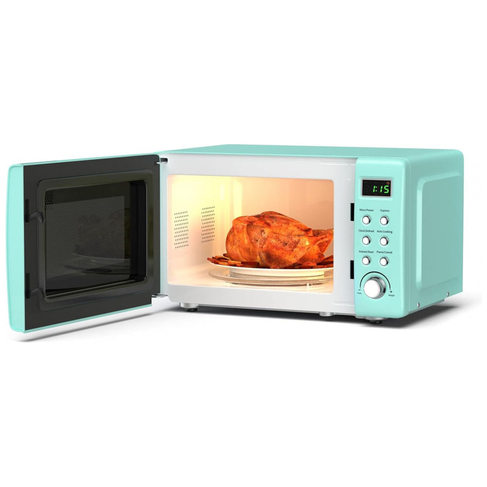 Micro Ondas Retrô de Bancada com 8 Configurações 700W, Menta, 110v, SIMOE AMSE171MOGN, Verde