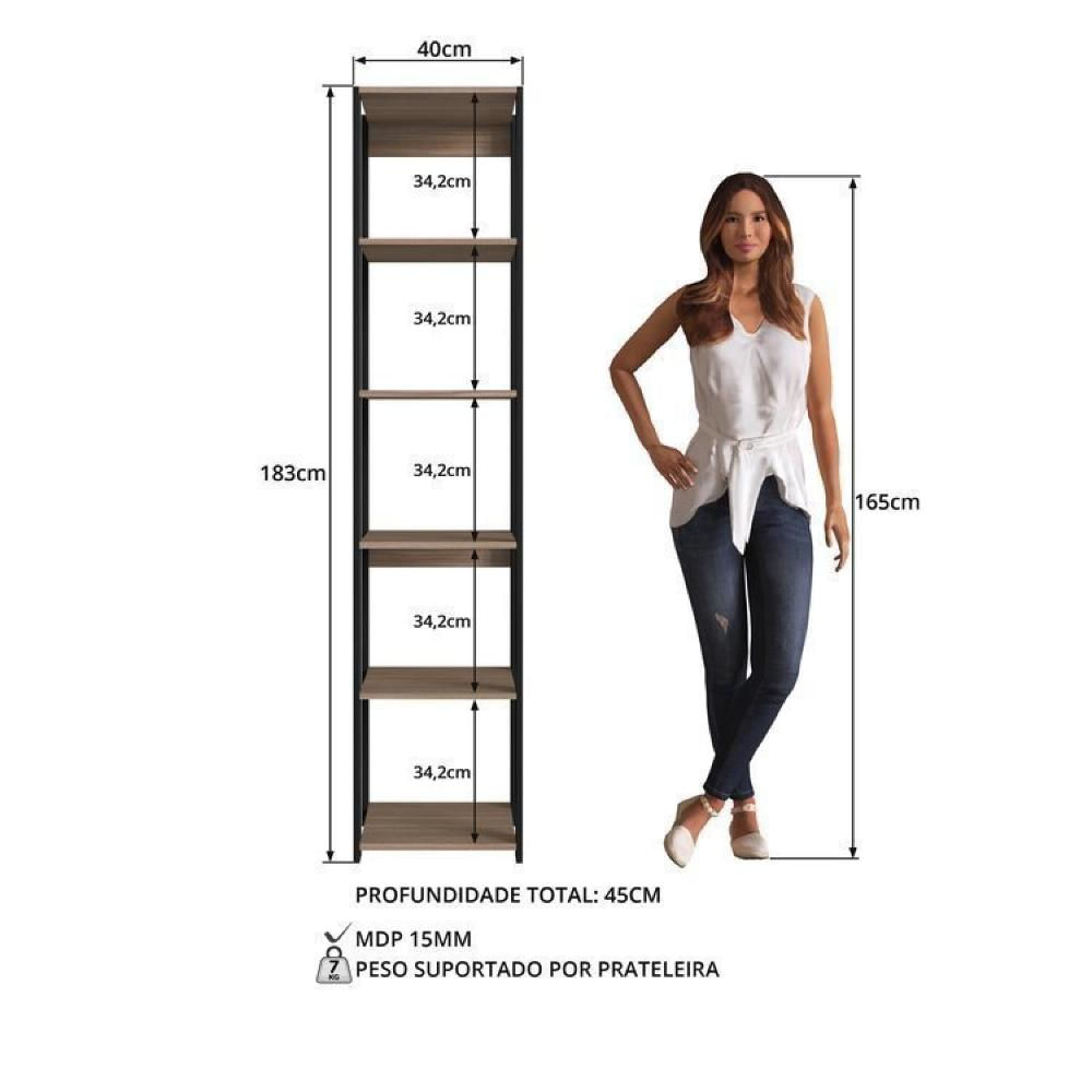 Miniatura Guarda Roupa Closet 4 Peças com 2 Cabideiros 6 Gavetas e 11 Nichos Easy Preto/Montana