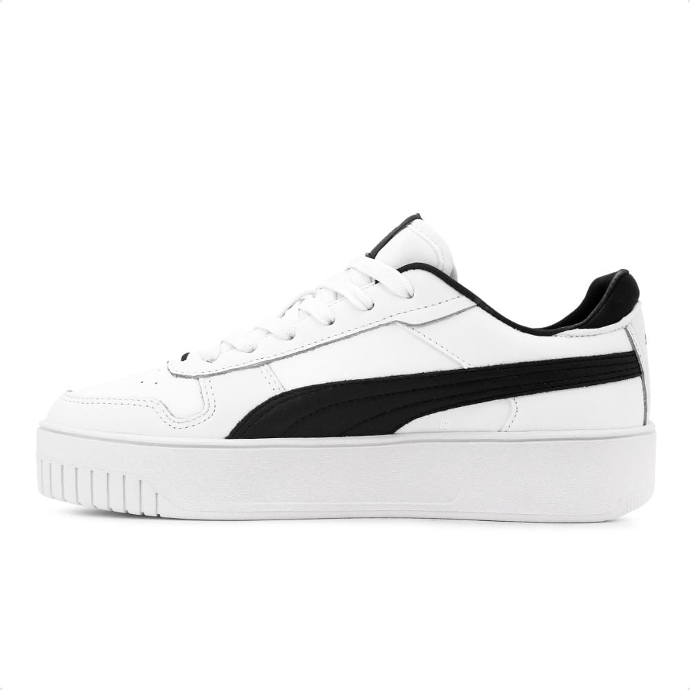 Miniatura Tênis Puma Carina Street BDP Feminino + 3 Pares de Meias Branco / Preto - 36