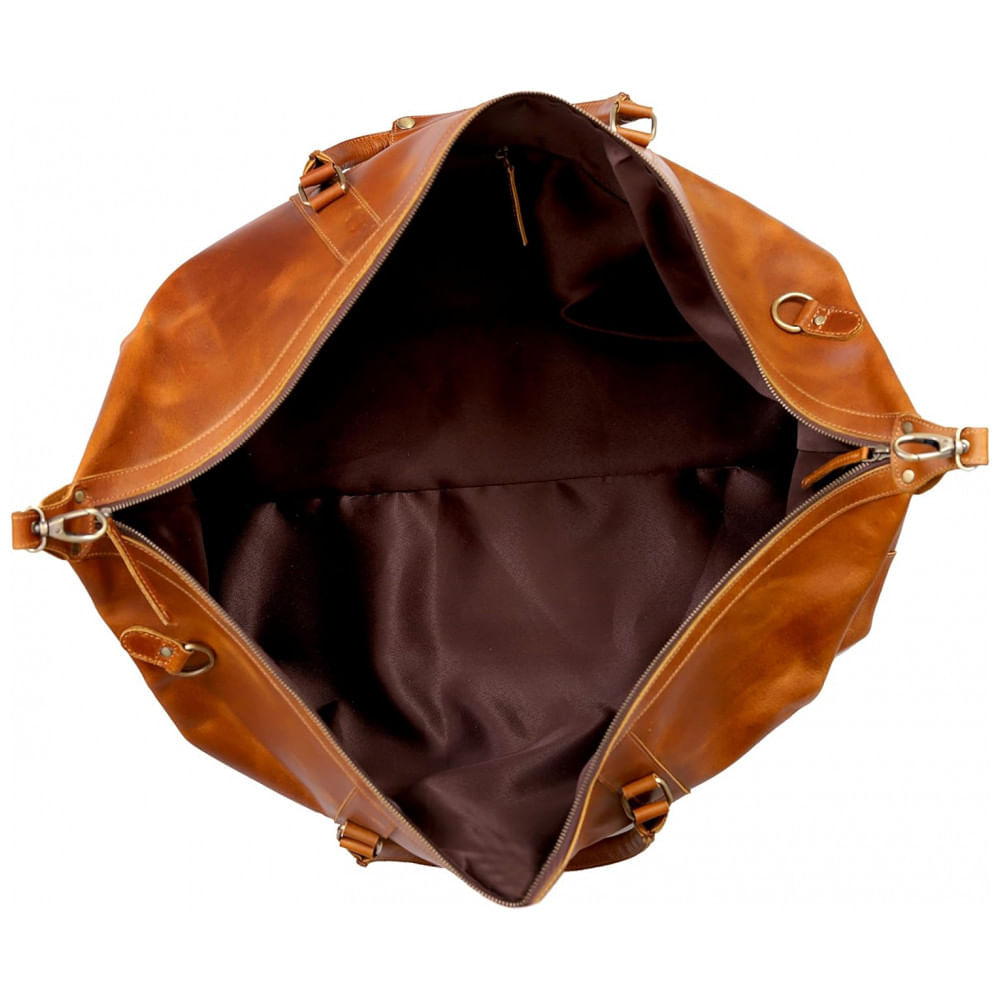 Miniatura Bolsa de Viagem Masculina C Clássica de Couro, CUERO, Marrom