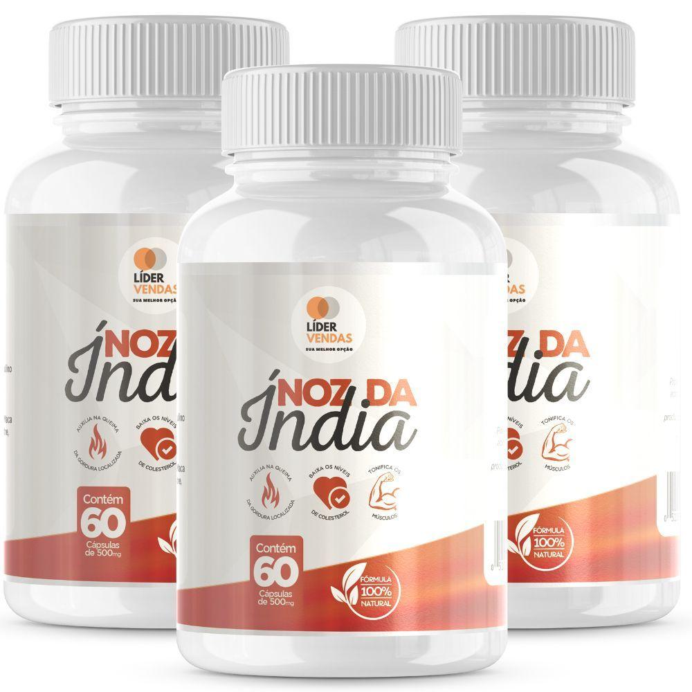Miniatura Noz Da índia Em Cápsulas - 60 Cápsulas De 500mg | 3 Potes Emagrecimento Natural E Saudável
