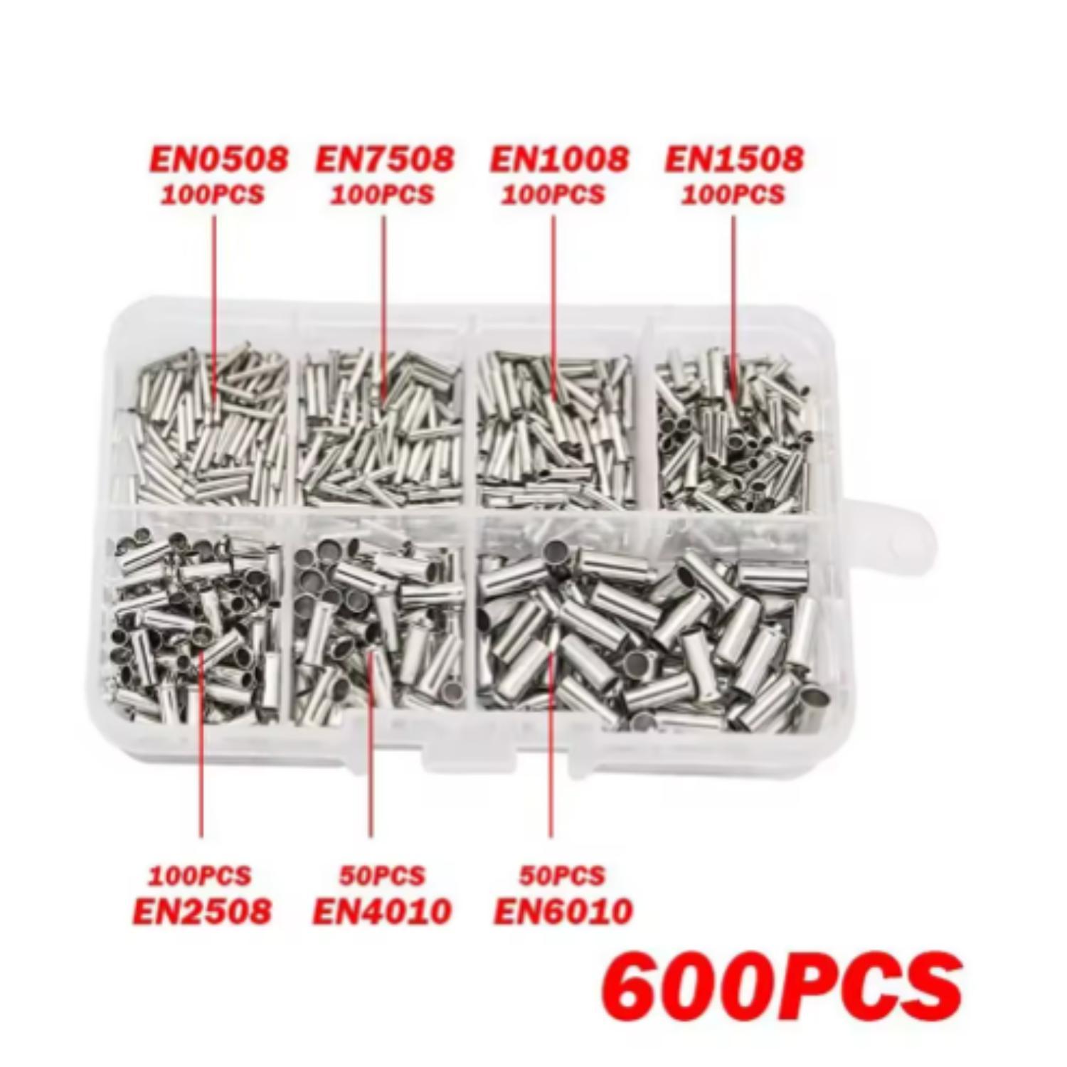 Kit 600 Terminal Fio Cabo Cobre Tubular 0.5 A 6Mm 22-10 Awg