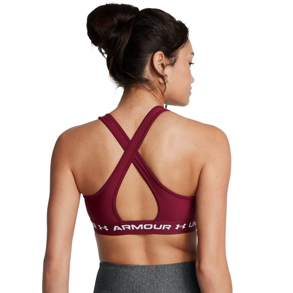 Miniatura Top de Treino Feminino Under Armour Crossback Mid GG Vermelho