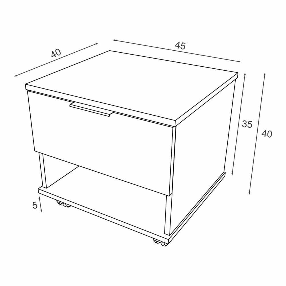 Gabinete para Banheiro com Rodízios 45cm 1 Gaveta 1 Nicho Etta Estilare Preto/Amadeirado