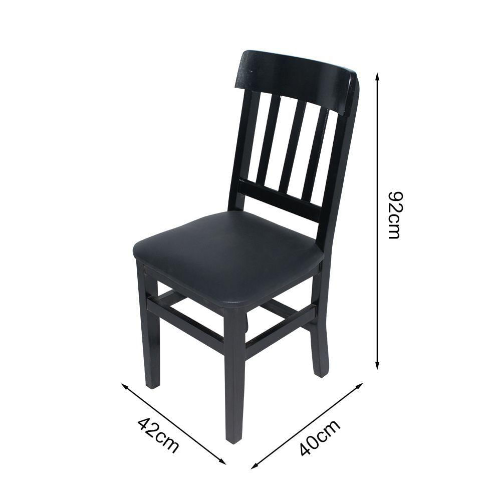 Miniatura Kit 2 Cadeiras Fixas Pretas Estofadas Pretas Mineira Em Madeira Maciça Para Bares Preto