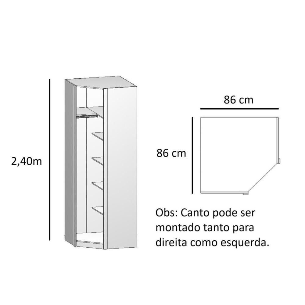 Miniatura Closet Modulado de Canto 45º sem Portas Altezza Branco