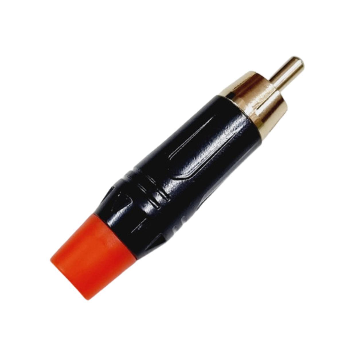 Miniatura Kit 10 Plug Rca Macho Metal Profissional Preto Dourado Mxt