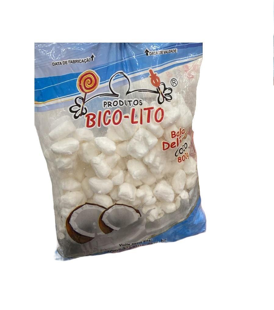 Miniatura Pacote Bala Delícia Coco 800G Bico-Lito- Bala Tradicional