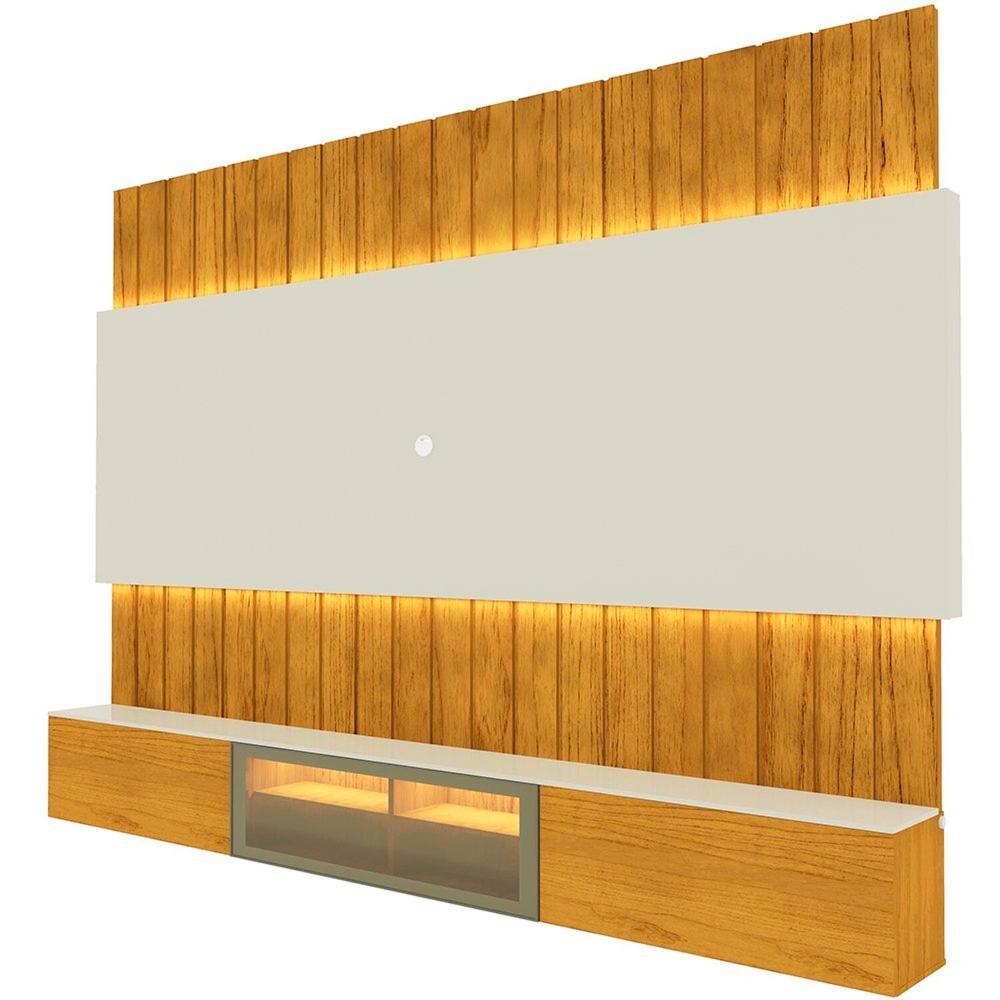 Miniatura Estante Home Para TV até 85 Polegadas com Led 230cm Soberano Reflecta Naturale/Off White