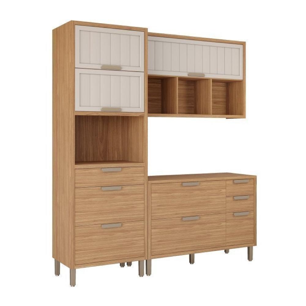 Cozinha Modulada Compacta 3 Peças 1 Nicho para Forno ou Micro-ondas Helen Yescasa Freijó/Off White