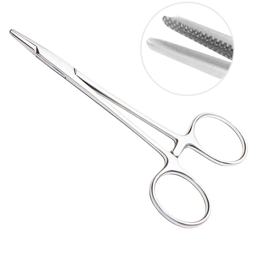 Miniatura Porta Agulha Sutura Mayo Hegar 14Cm Pinça Cirúrgica Aço Inox