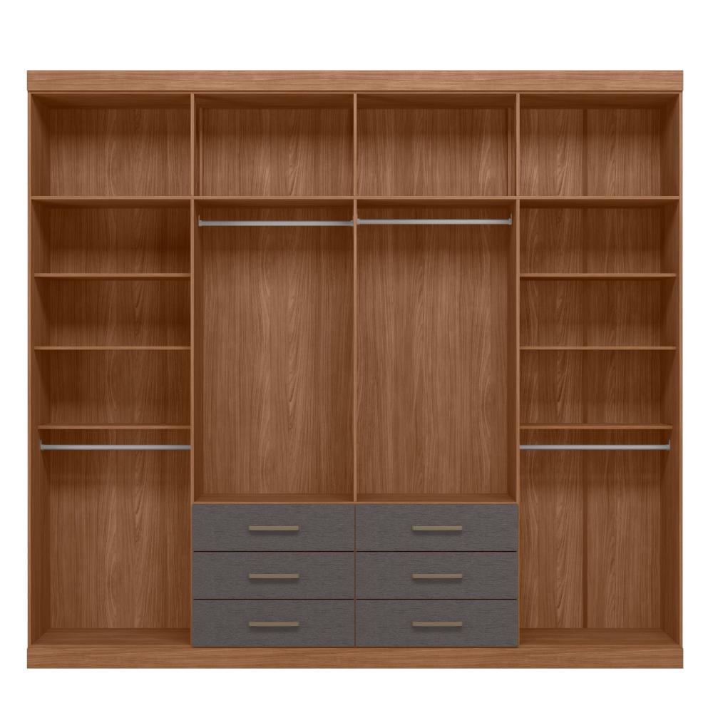 Guarda Roupa Casal 8 Portas 6 Gavetas Master Grafite/Jatobá