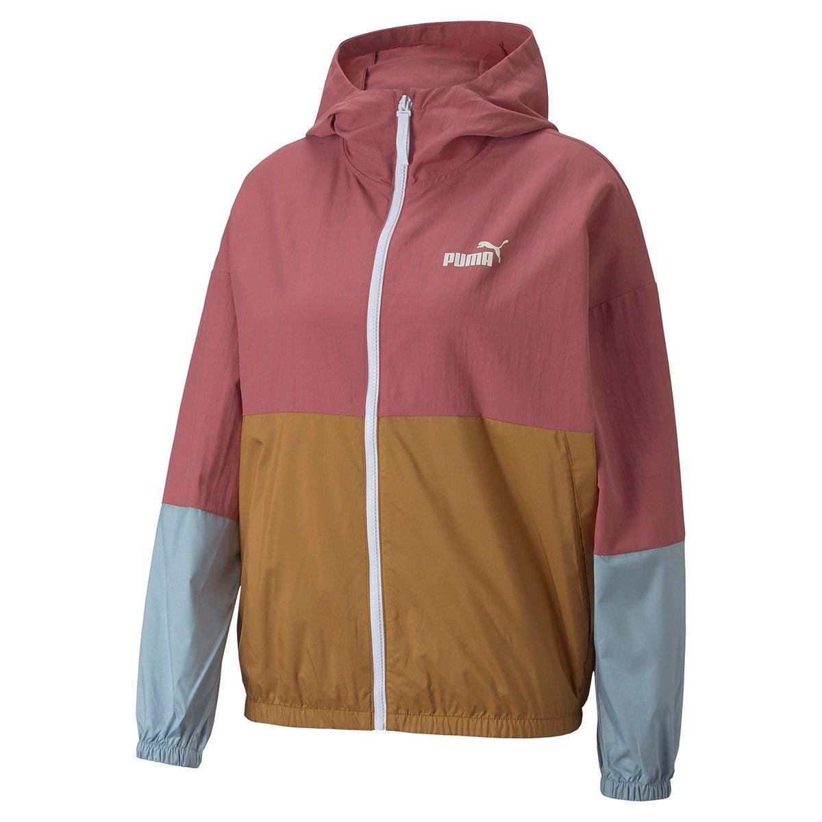 Miniatura Jaqueta Corta-Vento Puma Colorblock C/ Capuz Feminina Rosa - G