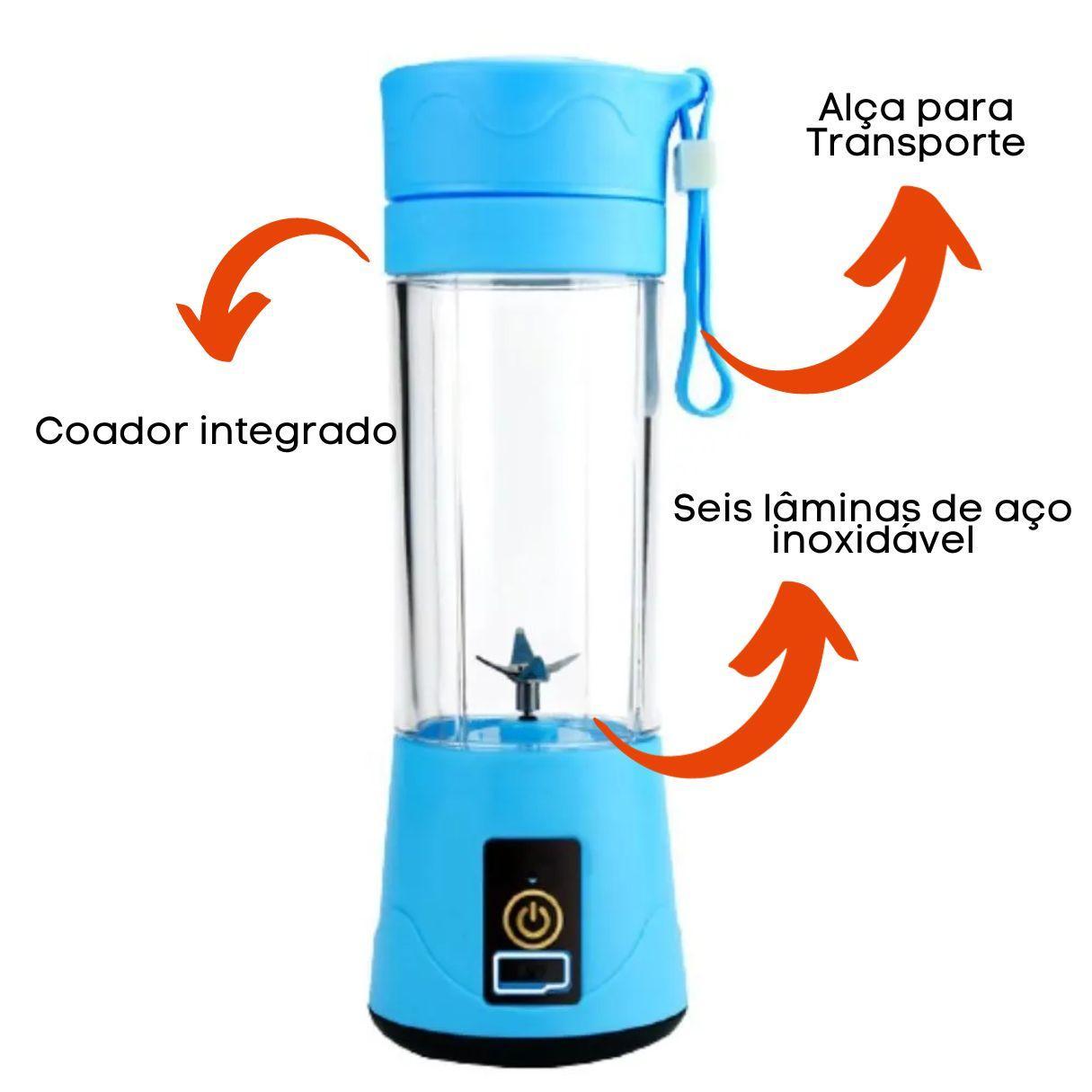 Miniatura Mini Liquidificador Portátil USB 6 Lâminas 380ml