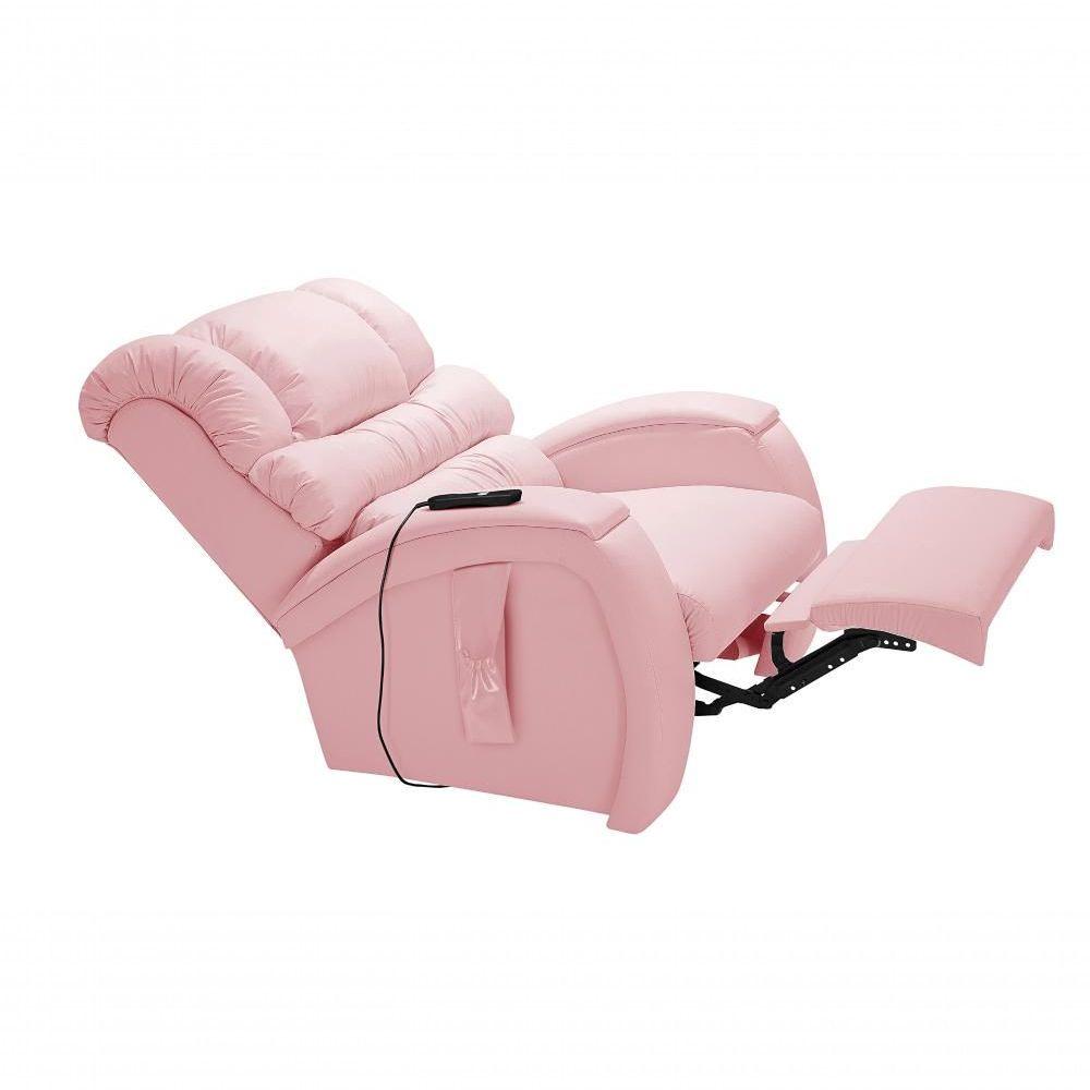 Miniatura Poltrona Cadeira Imperial Reclinável Motorizada Corano Com Massageador E Lift Império Rosa