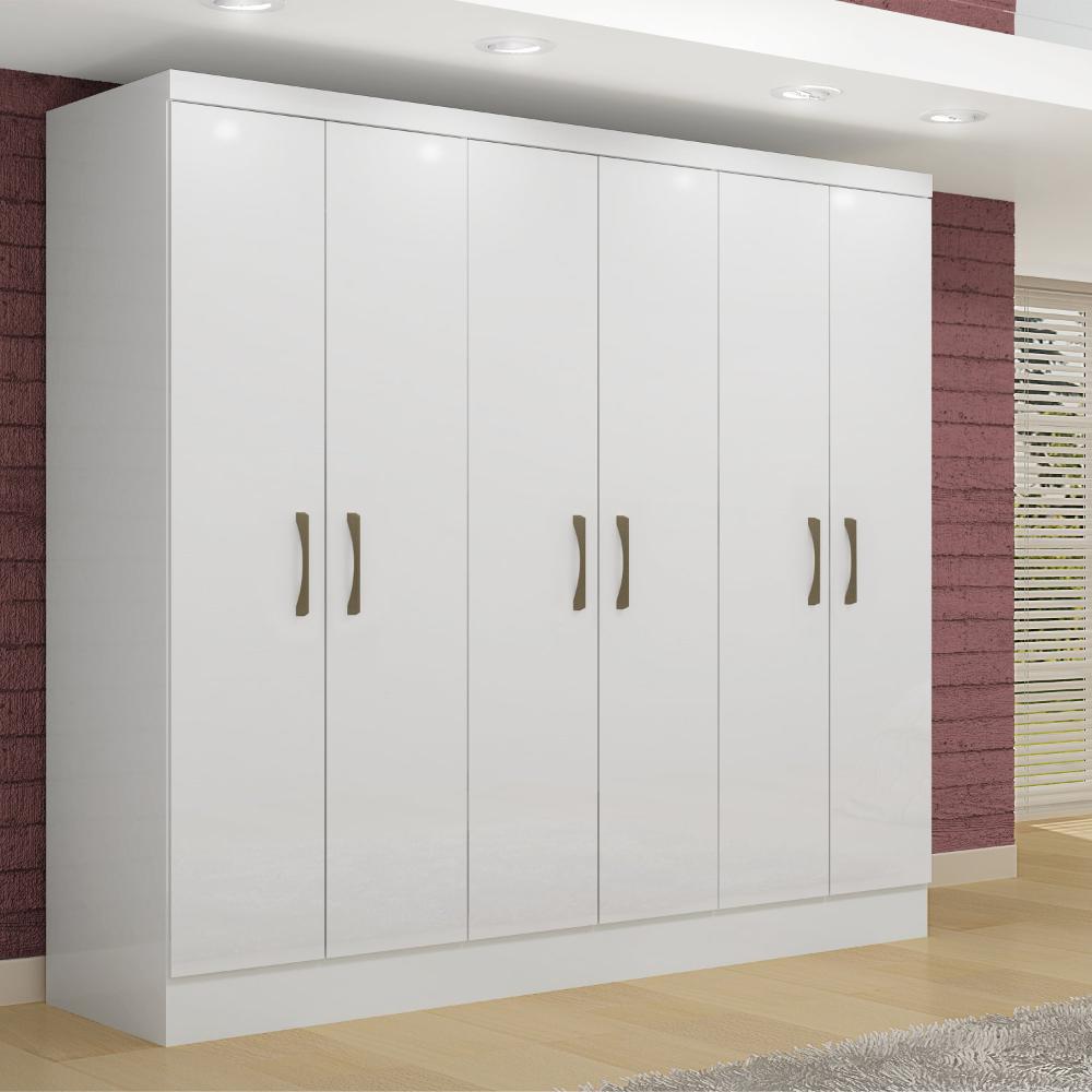 Miniatura Guarda Roupa Casal 6 Portas 2 Gavetas Paris Espresso Móveis Branco
