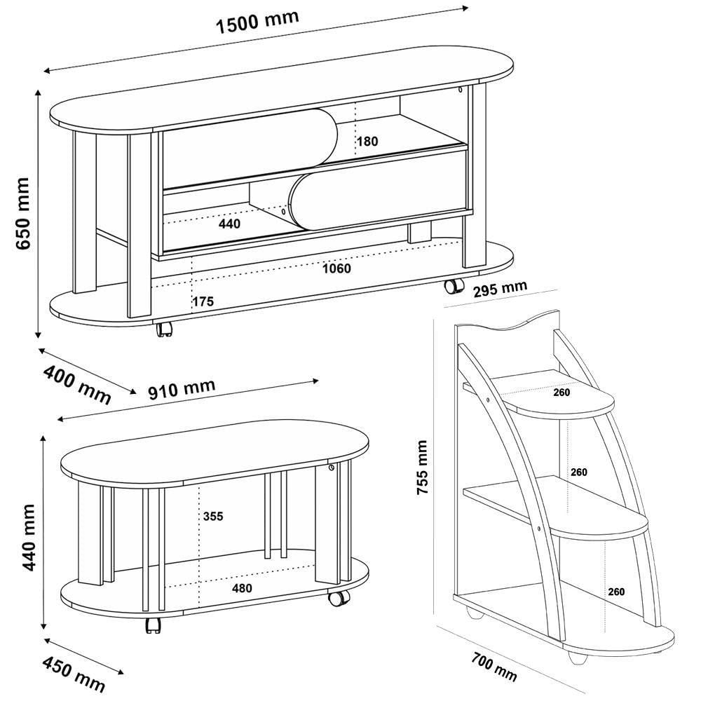 Miniatura Rack 65 Pol Mesa Centro E Apoio Sala Ma4 Cedro Off White Arly