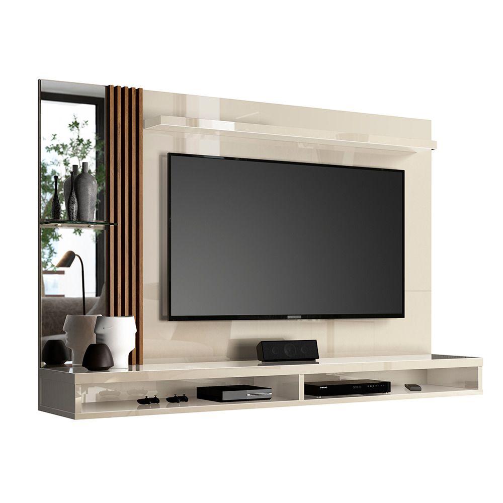 Painel Home Paris Para Tv Até 55" Ripado Com Espelho