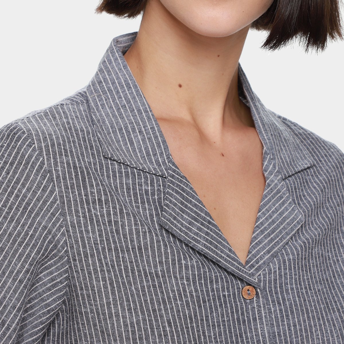 Miniatura Camisa Manga Curta Malwee Listrada Feminina Mescla - EP