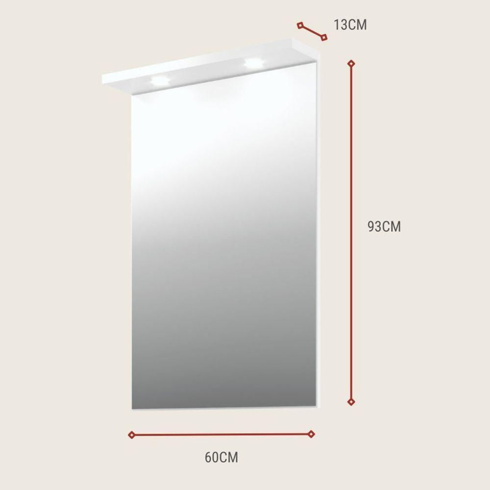 Miniatura Espelho Para Banheiro Com Led 60cm Mdf Grafite - On Móveis