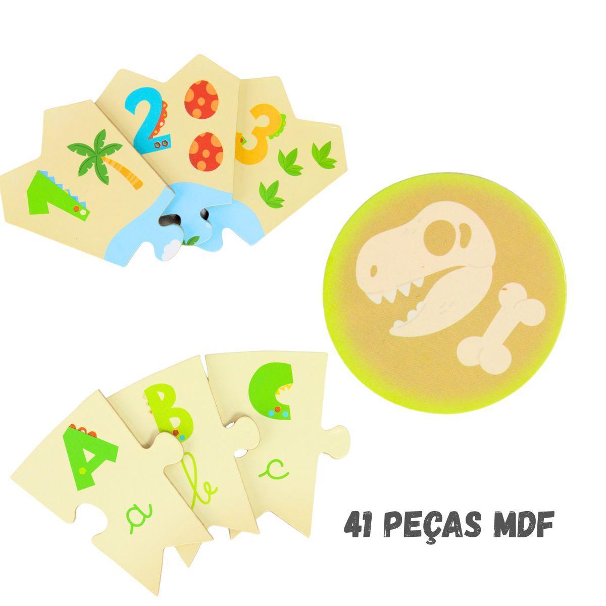 Quebra Cabeça 3X1 Dinossauros Mdf 41 Peças - Pais & Filhos