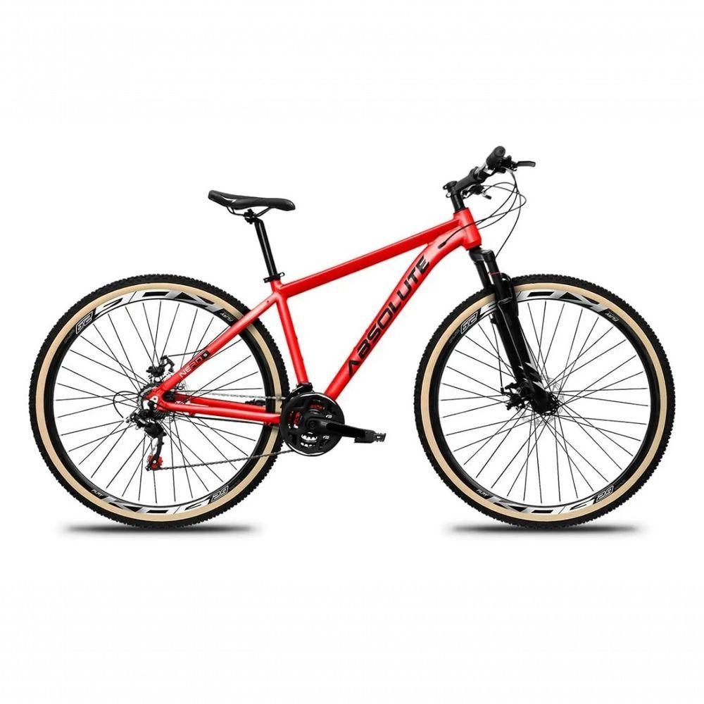 Miniatura Bicicleta Aro 29 Absolute Nero 5 24v Freio A Disco Suspensão Mountain Bike Alumínio Pneu Faixa - Vermelho Tam.17