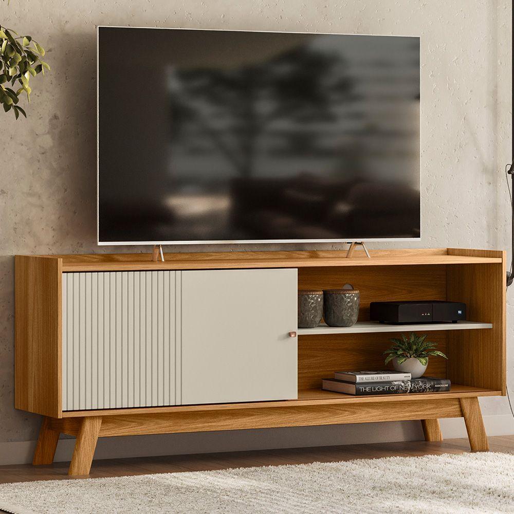 Rack Bancada De Tv 65 Polegadas Arum L06 Nature/off White - Mpozenato