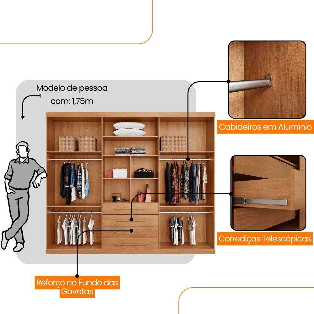 Miniatura Guarda Roupa Casal Matteo 100%mdf 6pts 4gvts Moderna Mobília Naturalle/off White