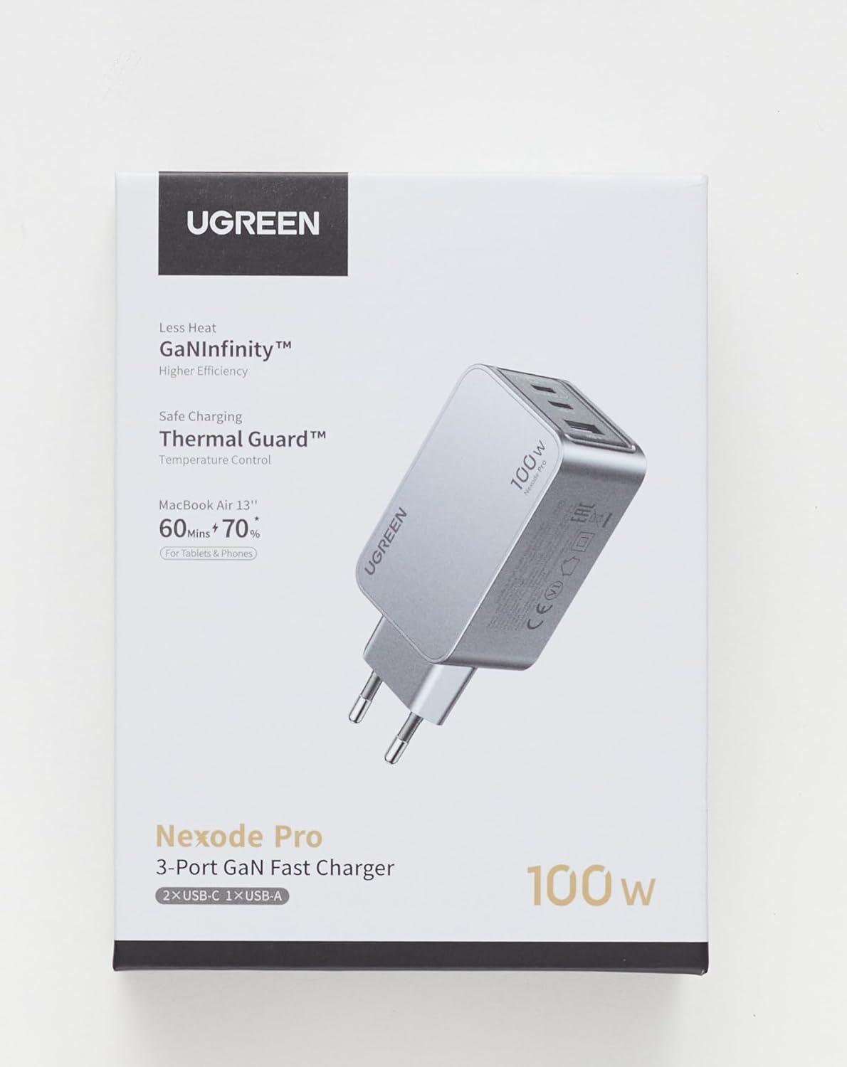 Carregador Rápido Ugreen Nexode Pro 65W Gan Suporta 45W 25W